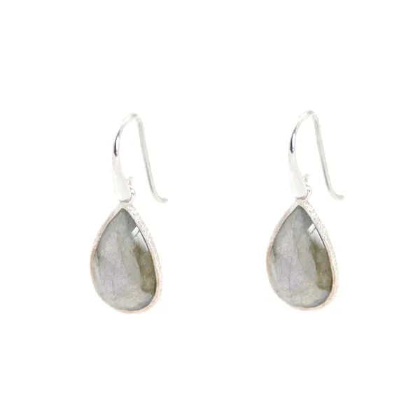 Earrings - Drop Framed Labradorite Sterling Silver