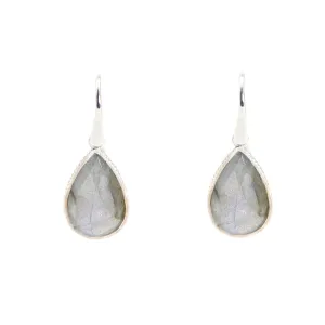 Earrings - Drop Framed Labradorite Sterling Silver