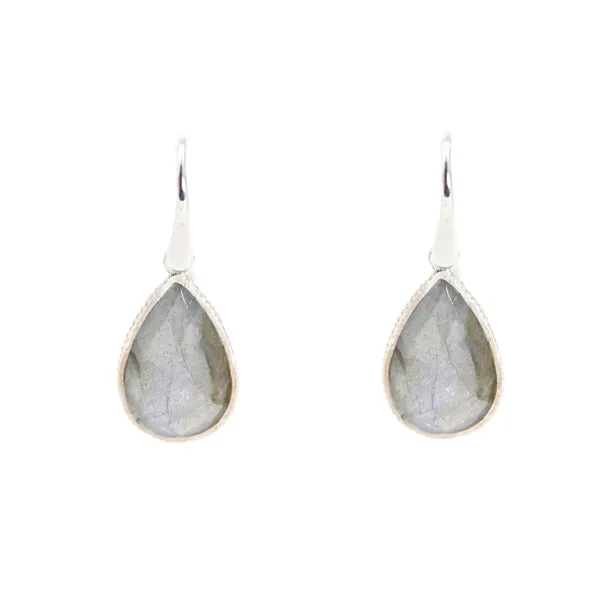 Earrings - Drop Framed Labradorite Sterling Silver