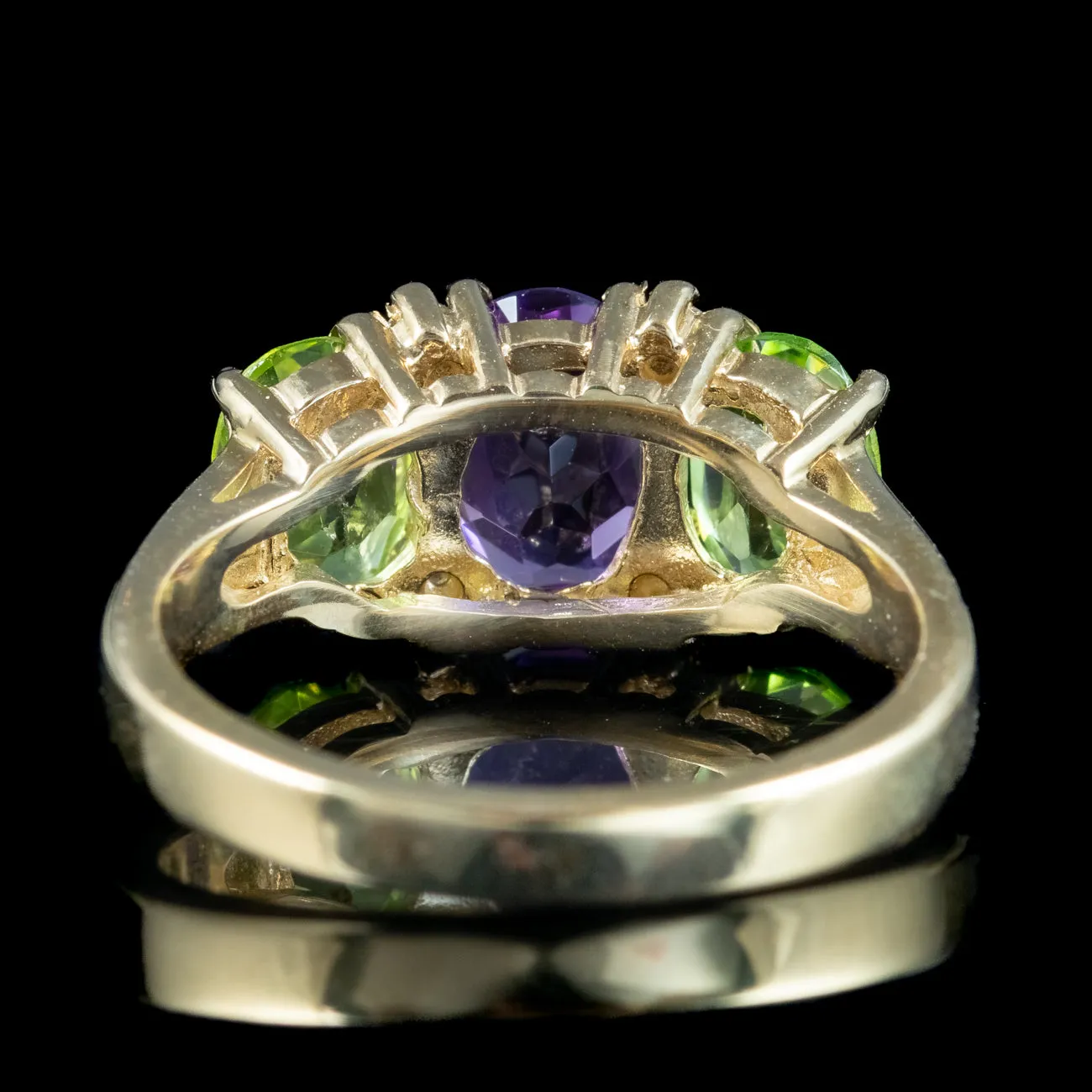 Edwardian Suffragette Style Ring Amethyst Peridot Diamond 9ct Gold