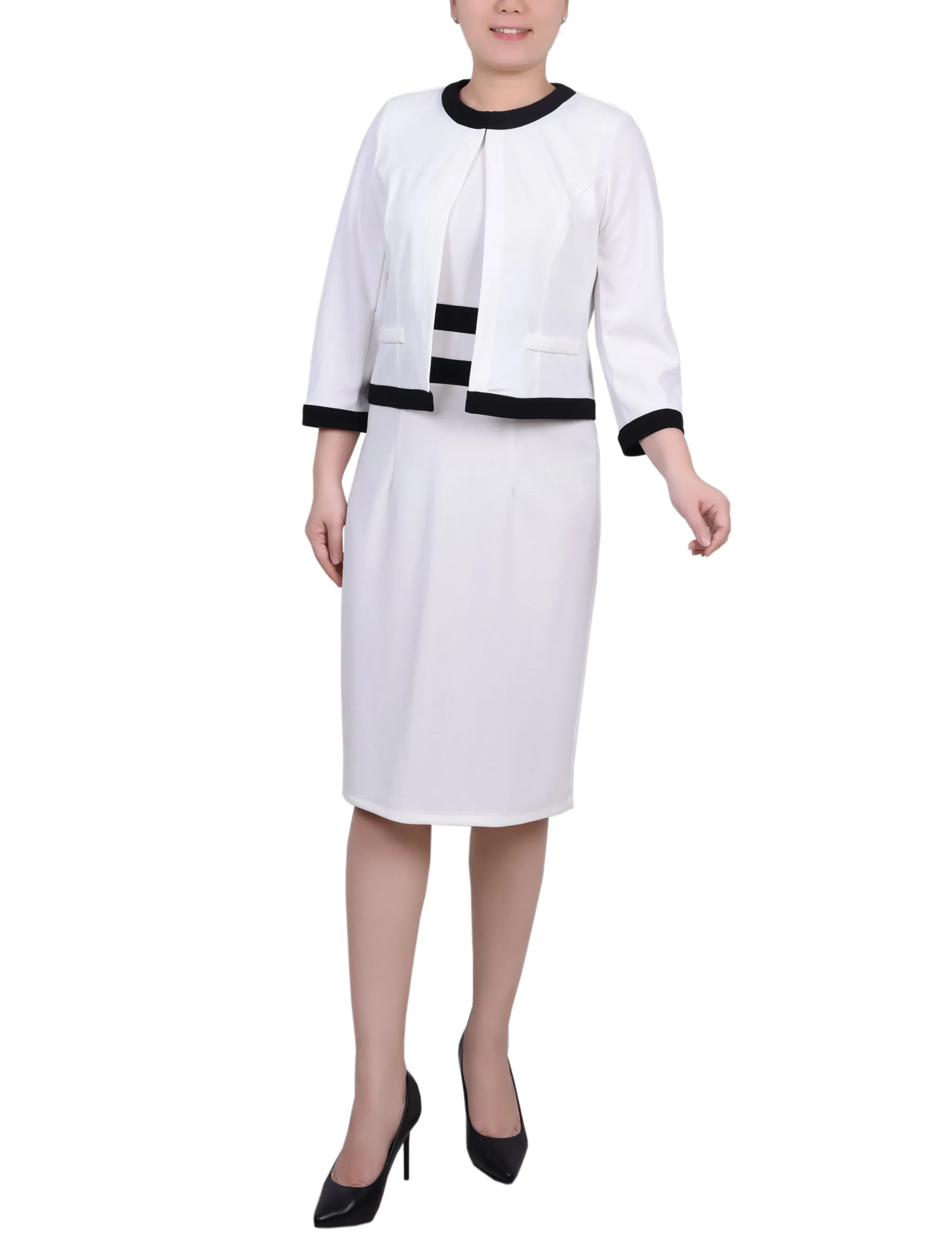 Elbow Sleeve Colorblocked 2 Piece Dress Set