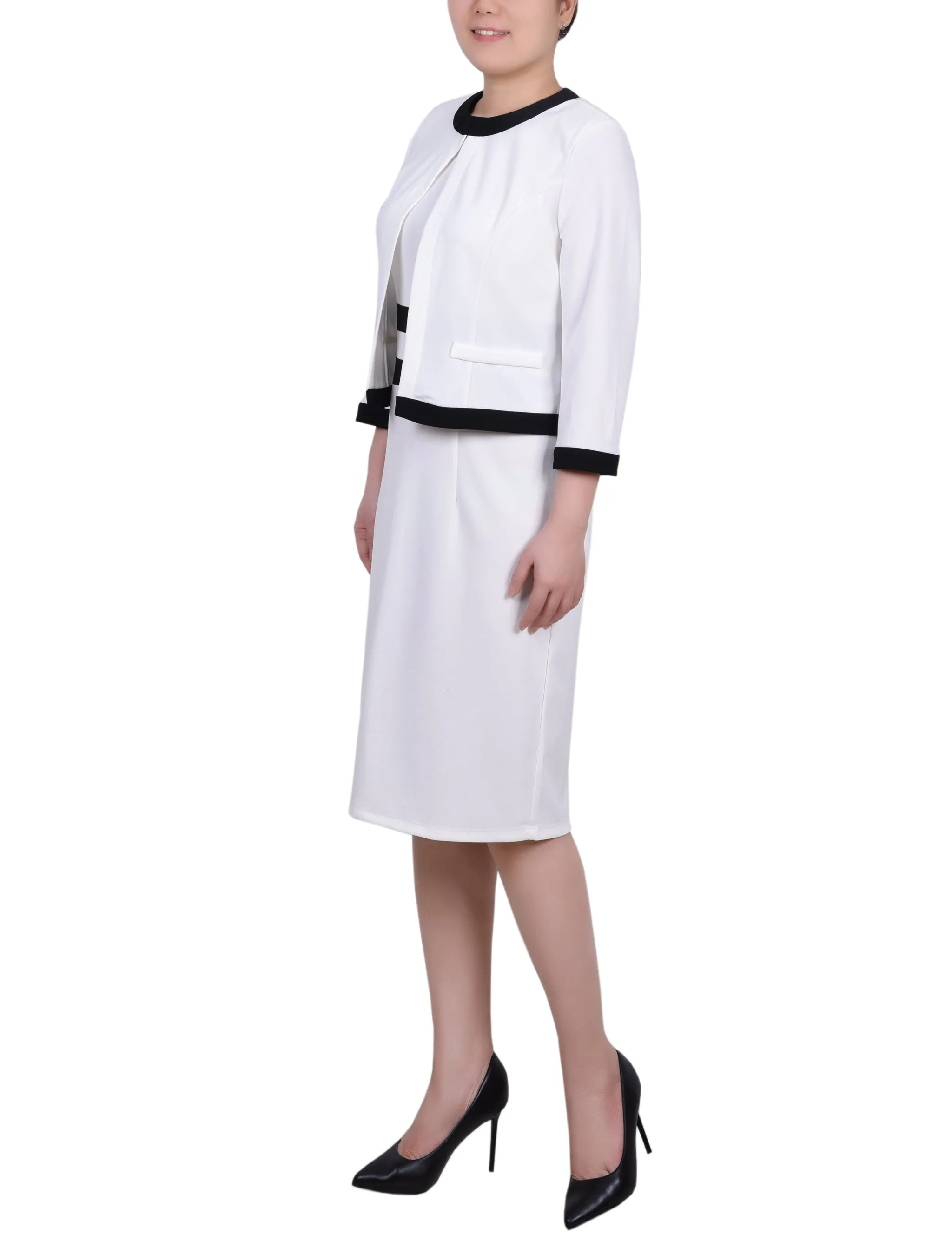 Elbow Sleeve Colorblocked 2 Piece Dress Set