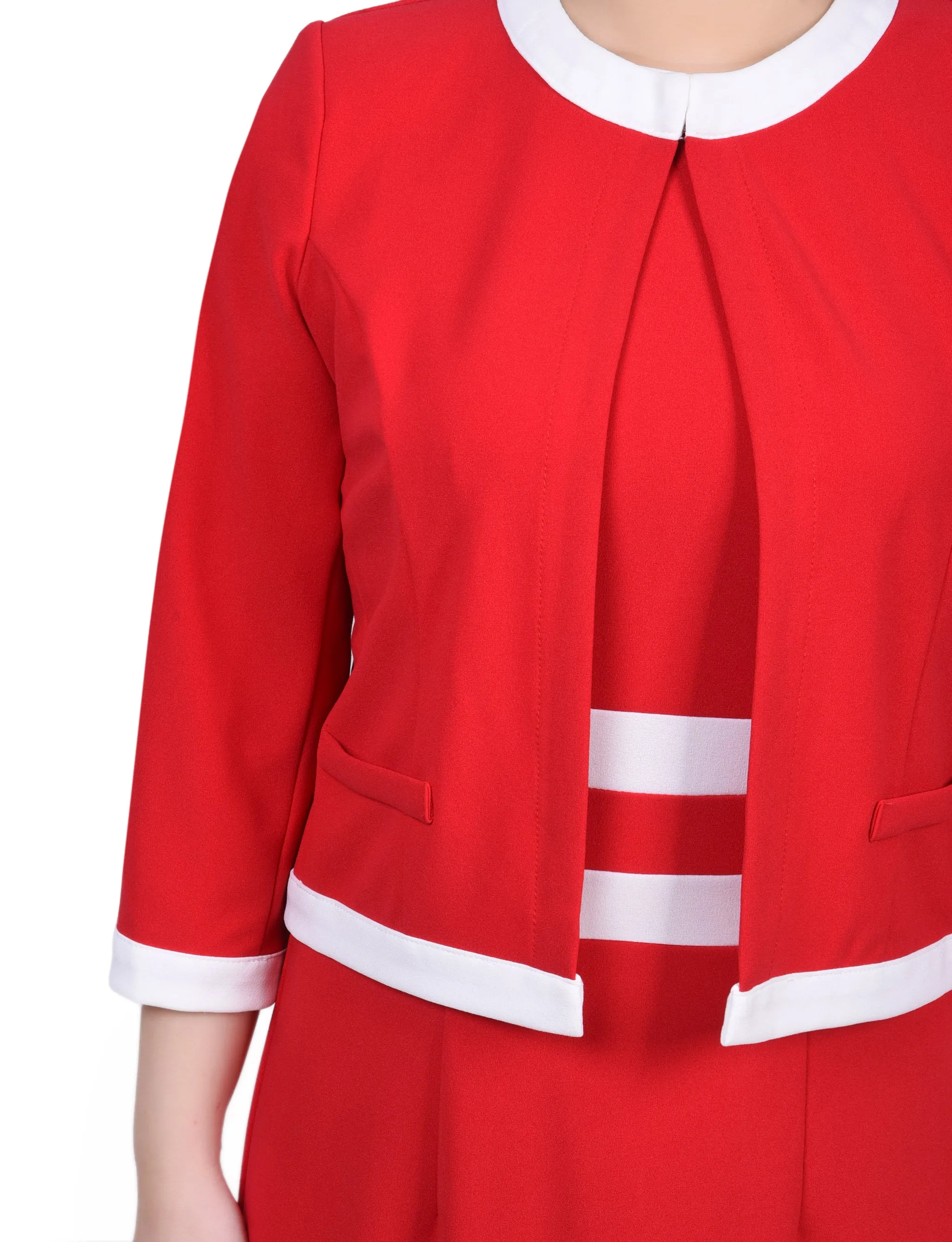 Elbow Sleeve Colorblocked 2 Piece Dress Set