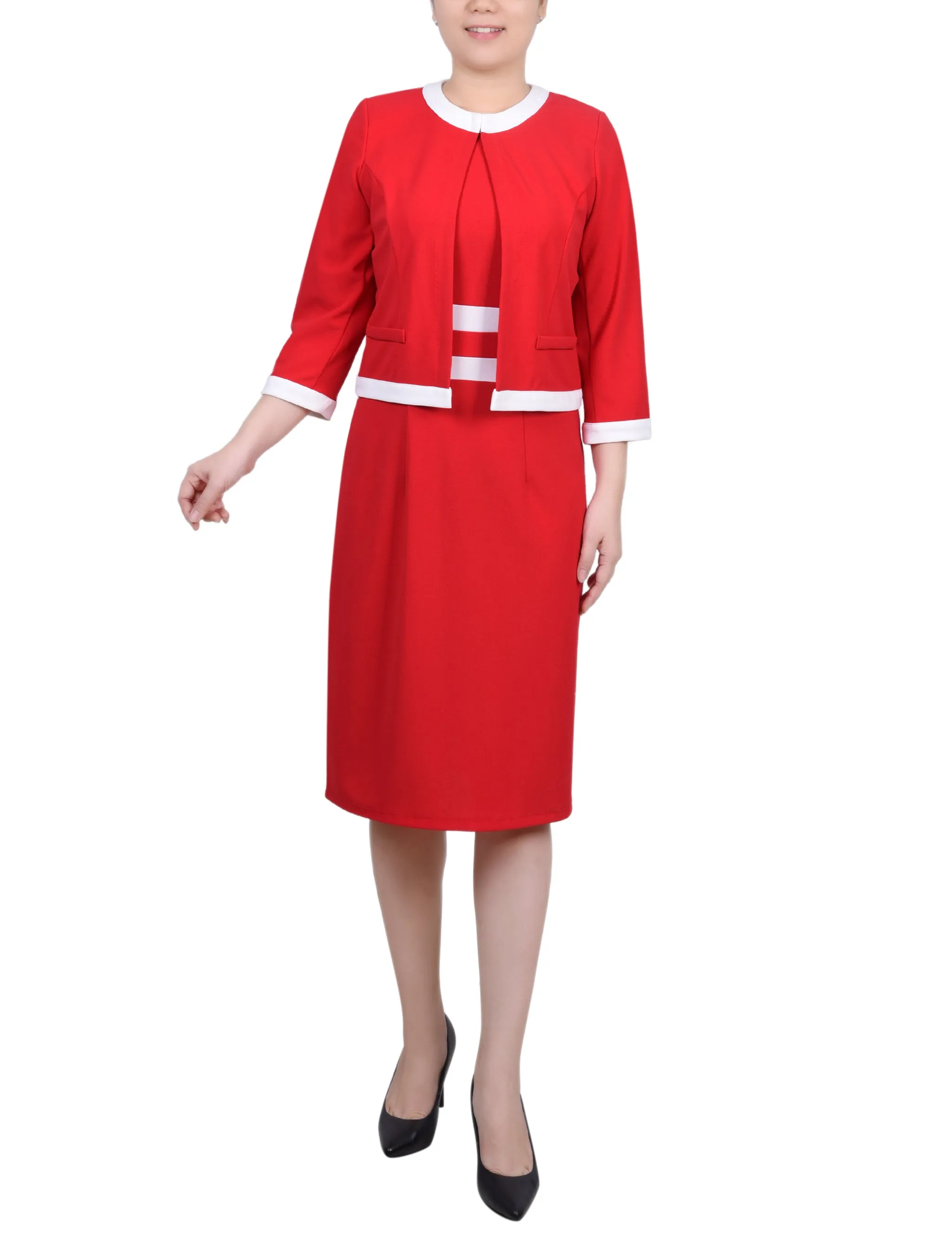 Elbow Sleeve Colorblocked 2 Piece Dress Set