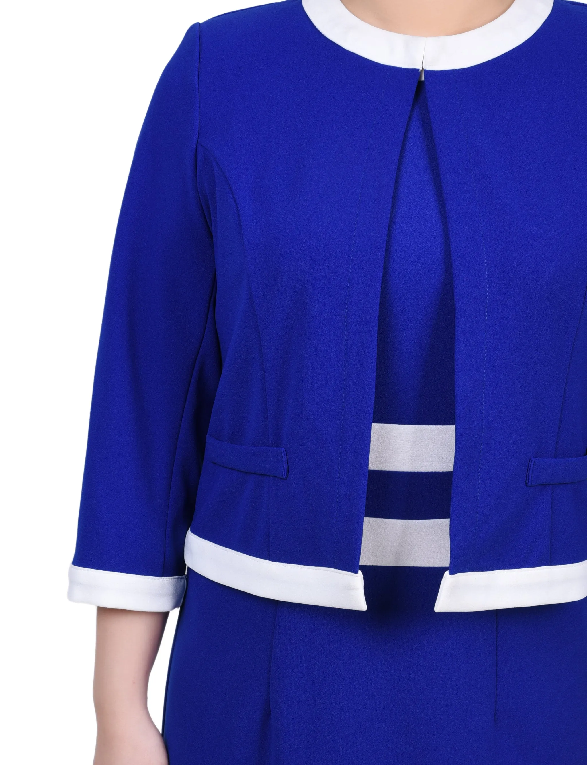 Elbow Sleeve Colorblocked 2 Piece Dress Set