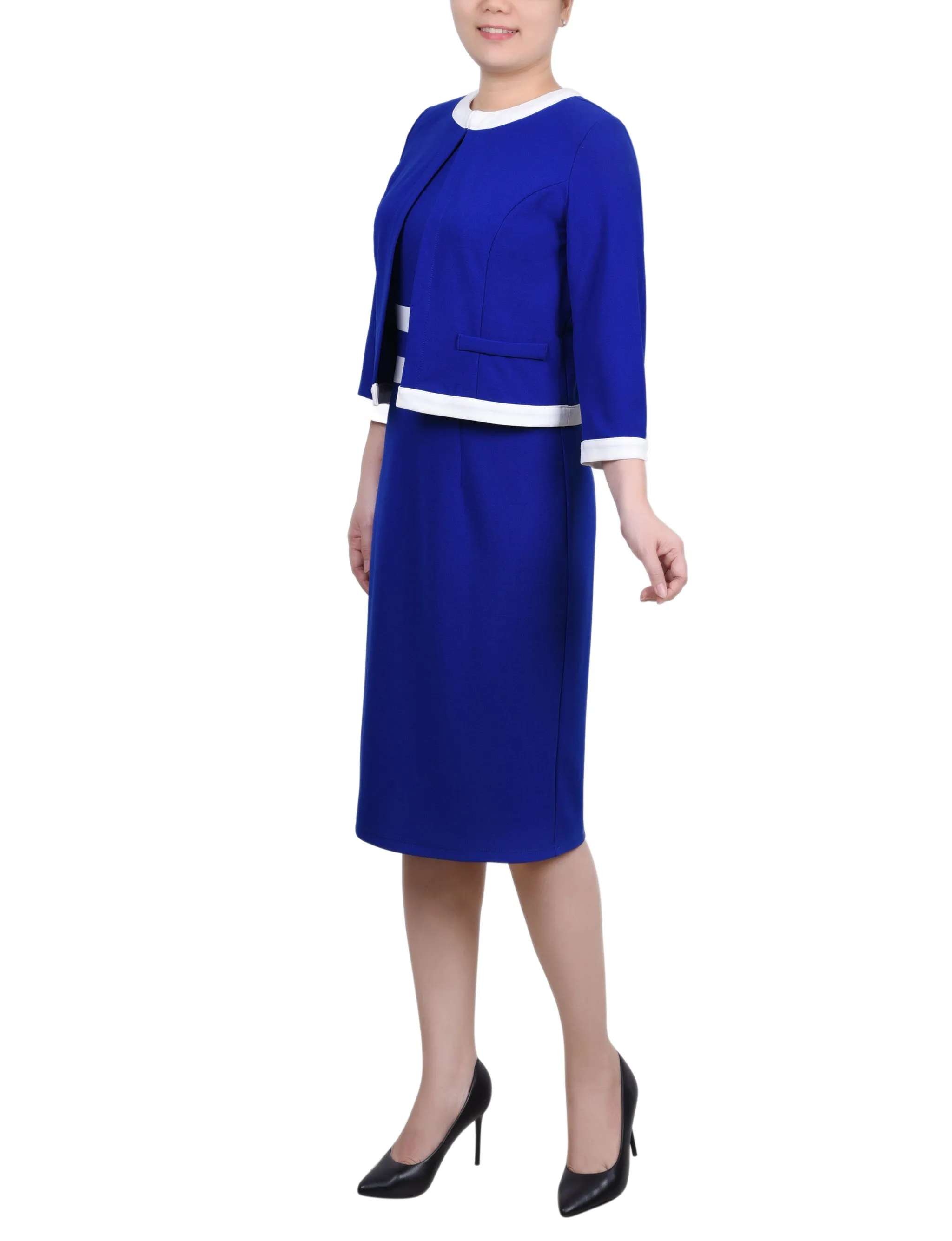 Elbow Sleeve Colorblocked 2 Piece Dress Set