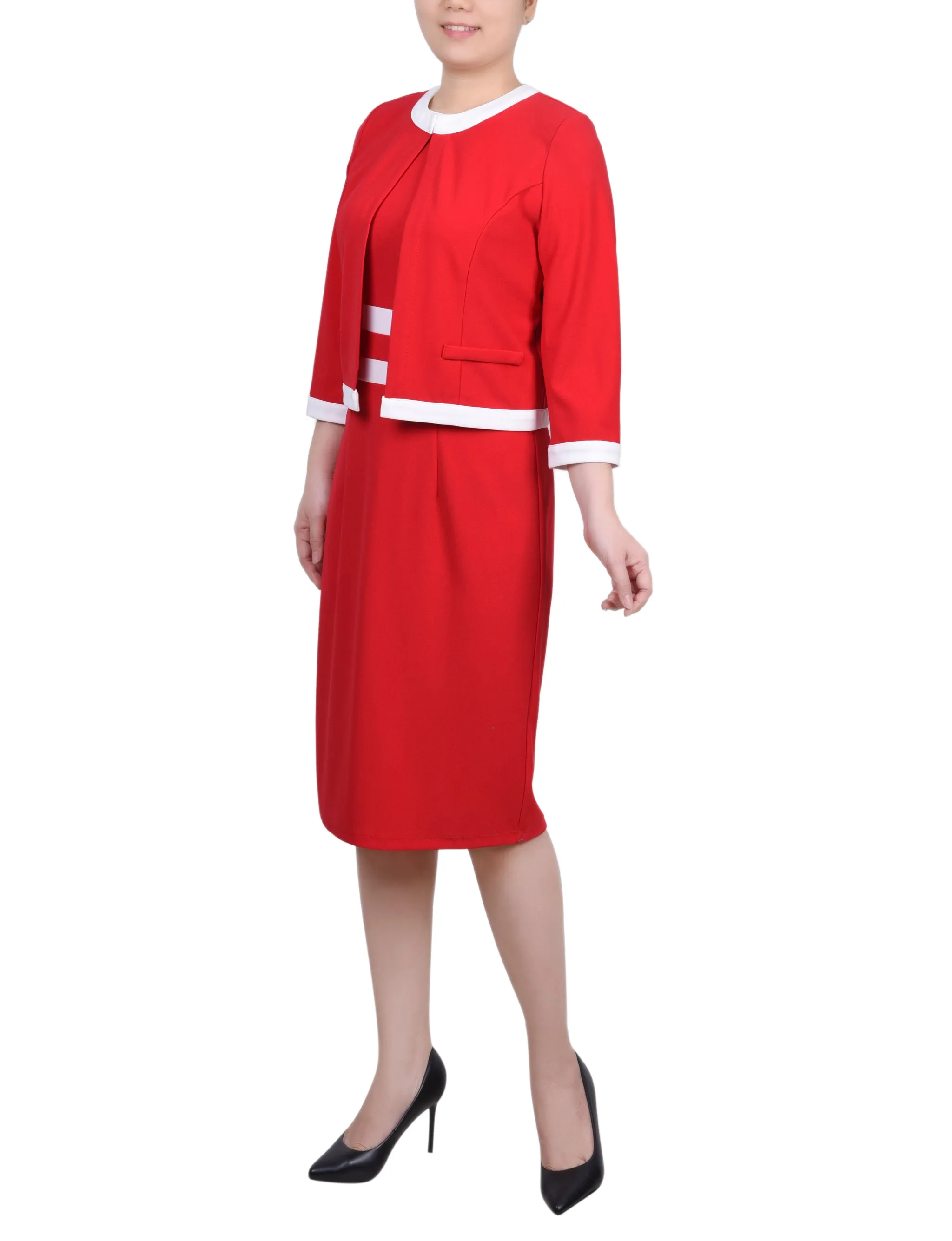 Elbow Sleeve Colorblocked 2 Piece Dress Set