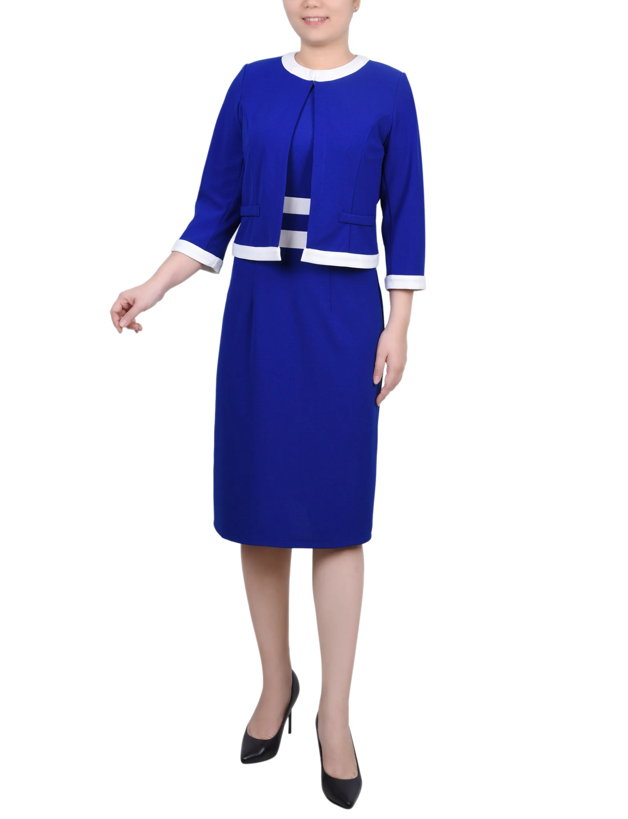 Elbow Sleeve Colorblocked 2 Piece Dress Set