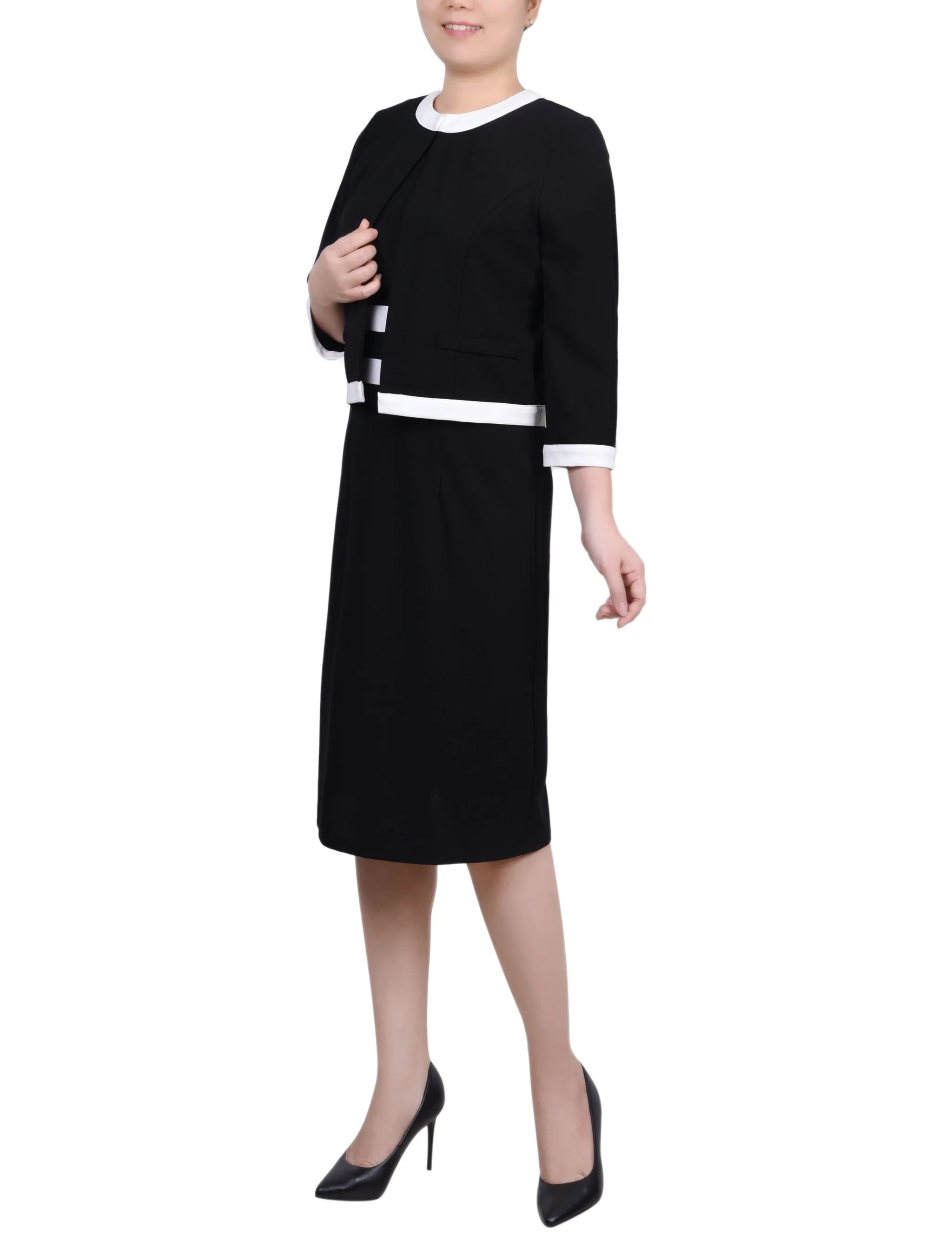 Elbow Sleeve Colorblocked 2 Piece Dress Set