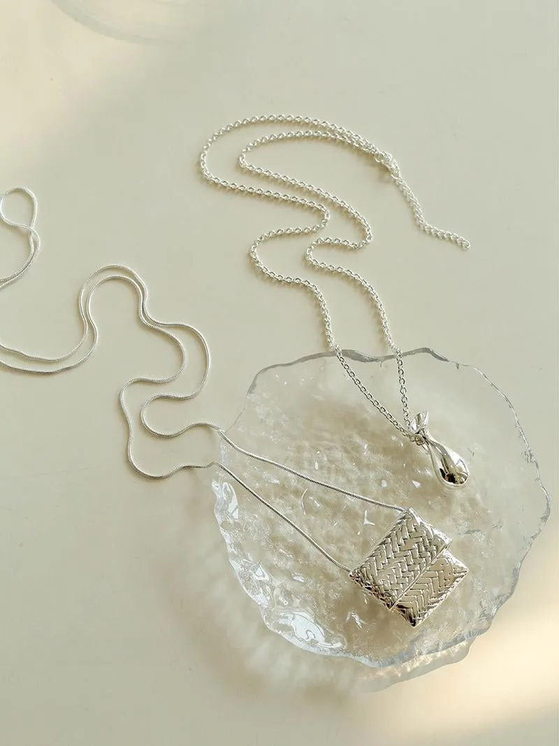 Elegant Water Bottle Vintage Woven Bag Long Necklace