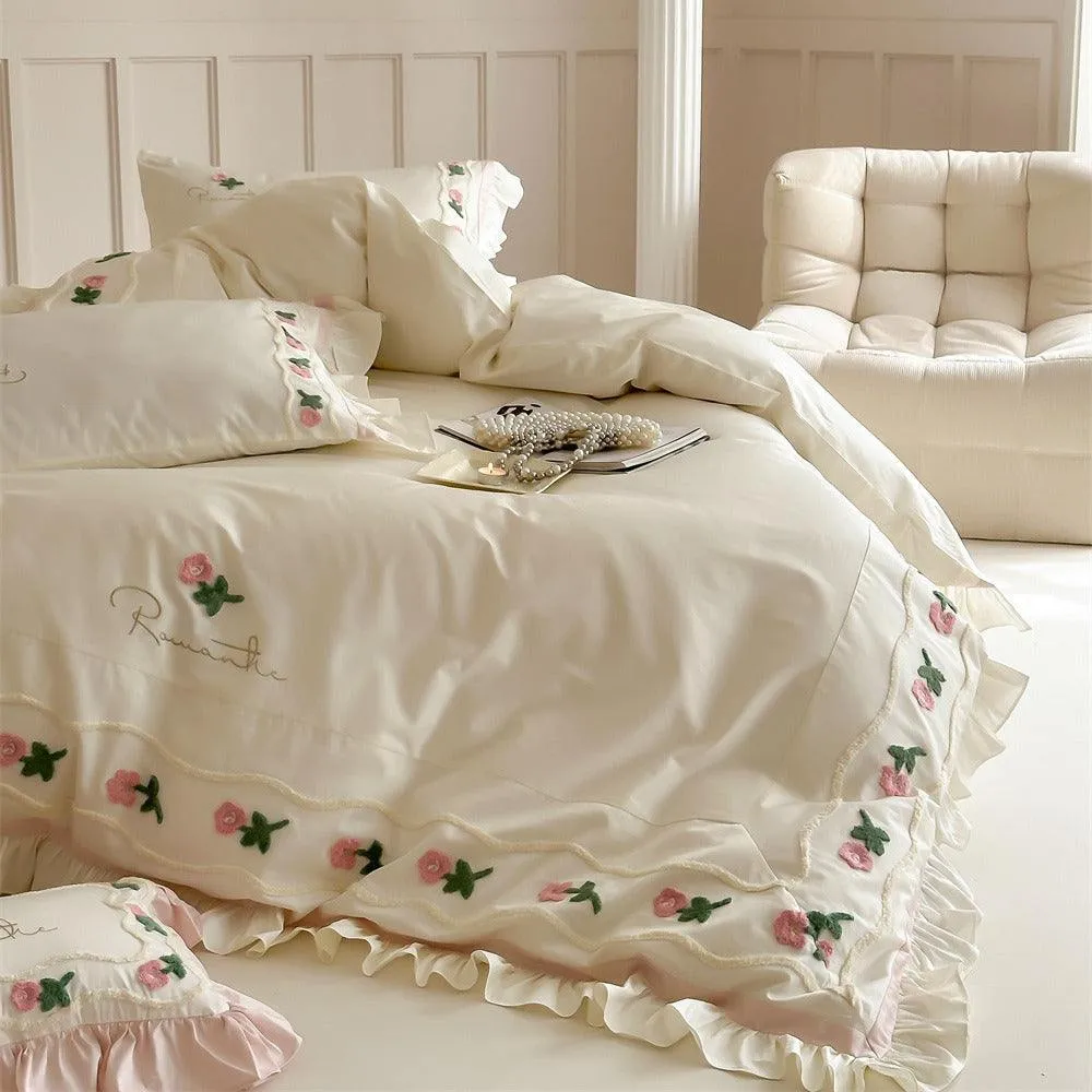 Embroidered Duvet Cover Set - Luxurious Satin Bedding