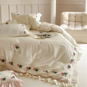 Embroidered Duvet Cover Set - Luxurious Satin Bedding