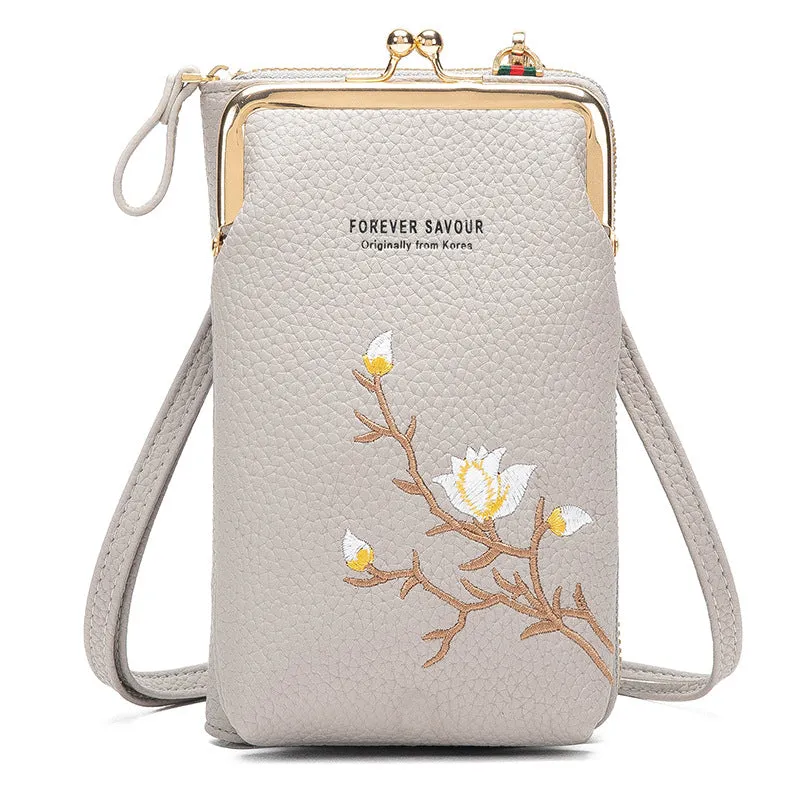 Embroidered Mini Mobile Phone Bag Slung Wallet