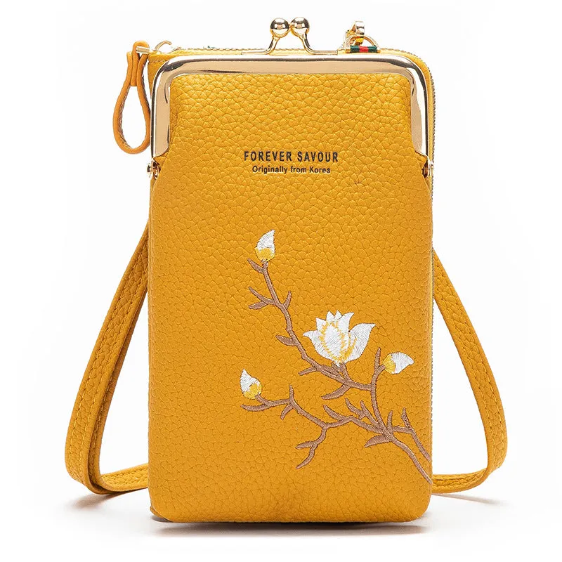 Embroidered Mini Mobile Phone Bag Slung Wallet