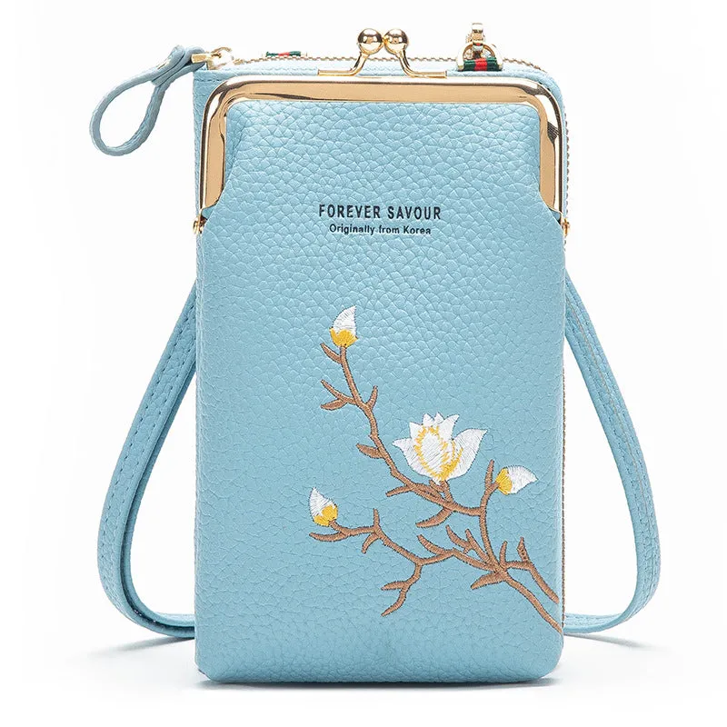 Embroidered Mini Mobile Phone Bag Slung Wallet