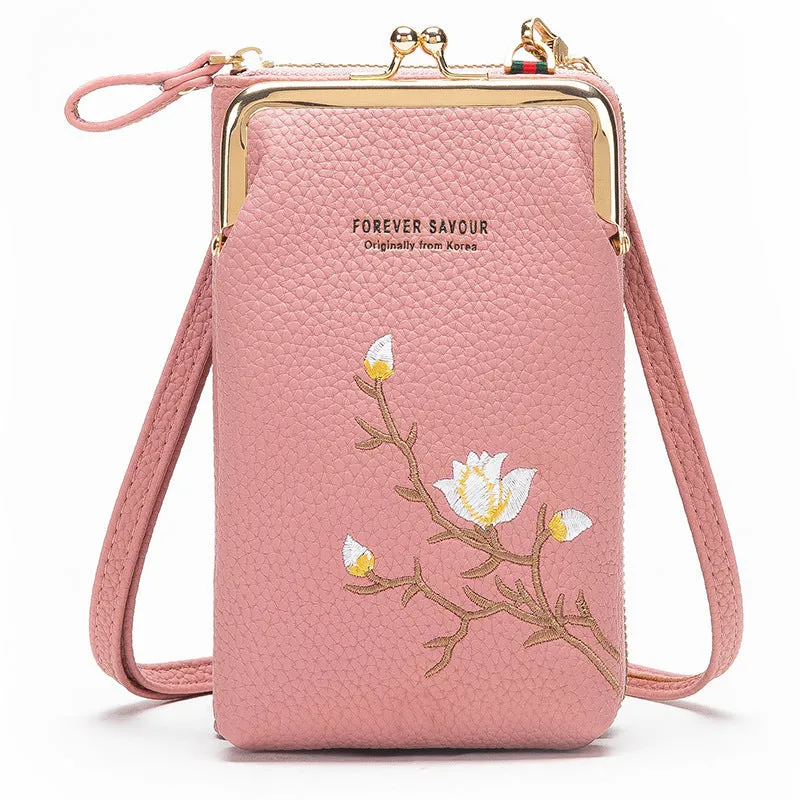 Embroidered Mini Mobile Phone Bag Slung Wallet