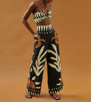 Exotic Floral Printed Two-pieces Set