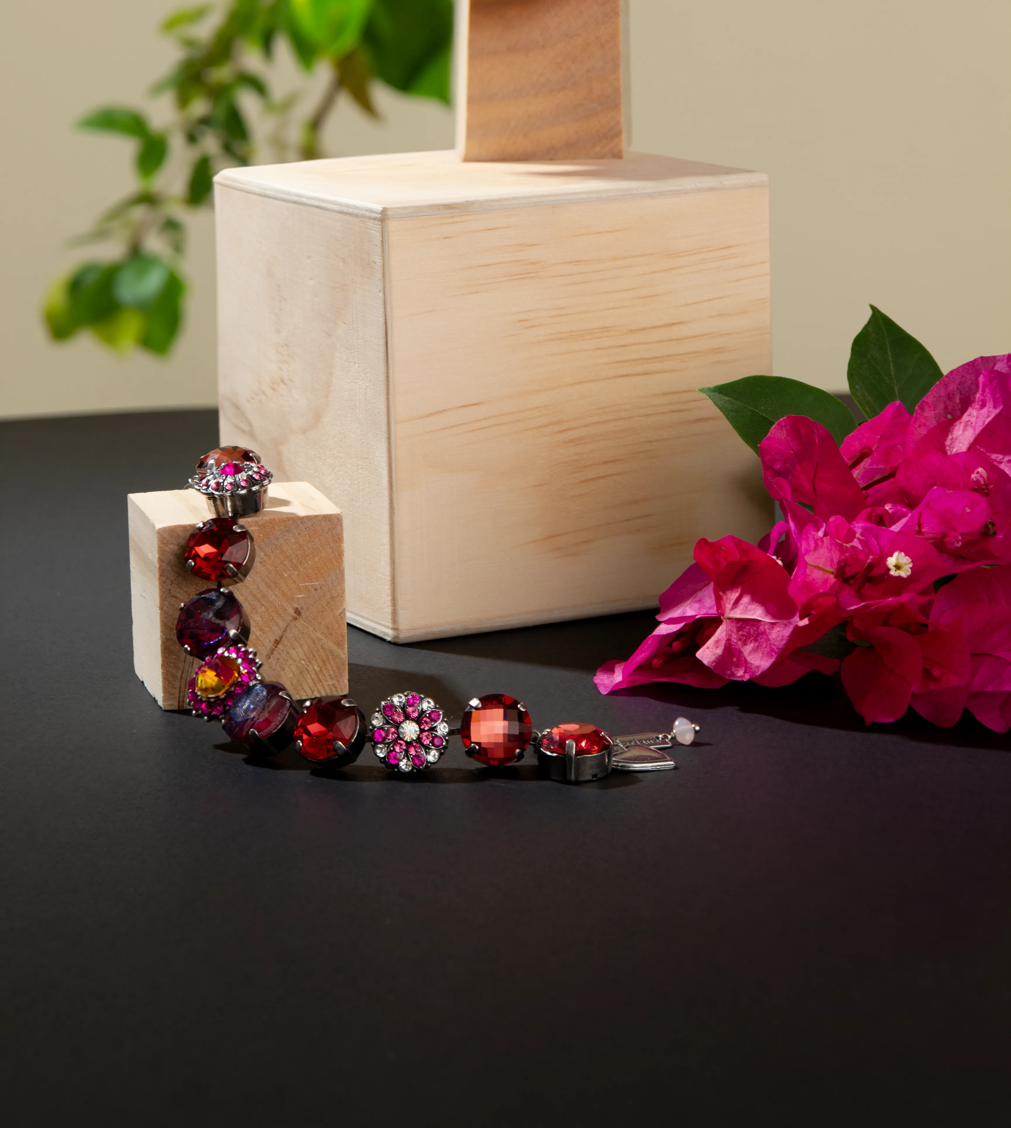 Extra Luxurious Double Stone Pendant in "Bougainvillea" *Custom*