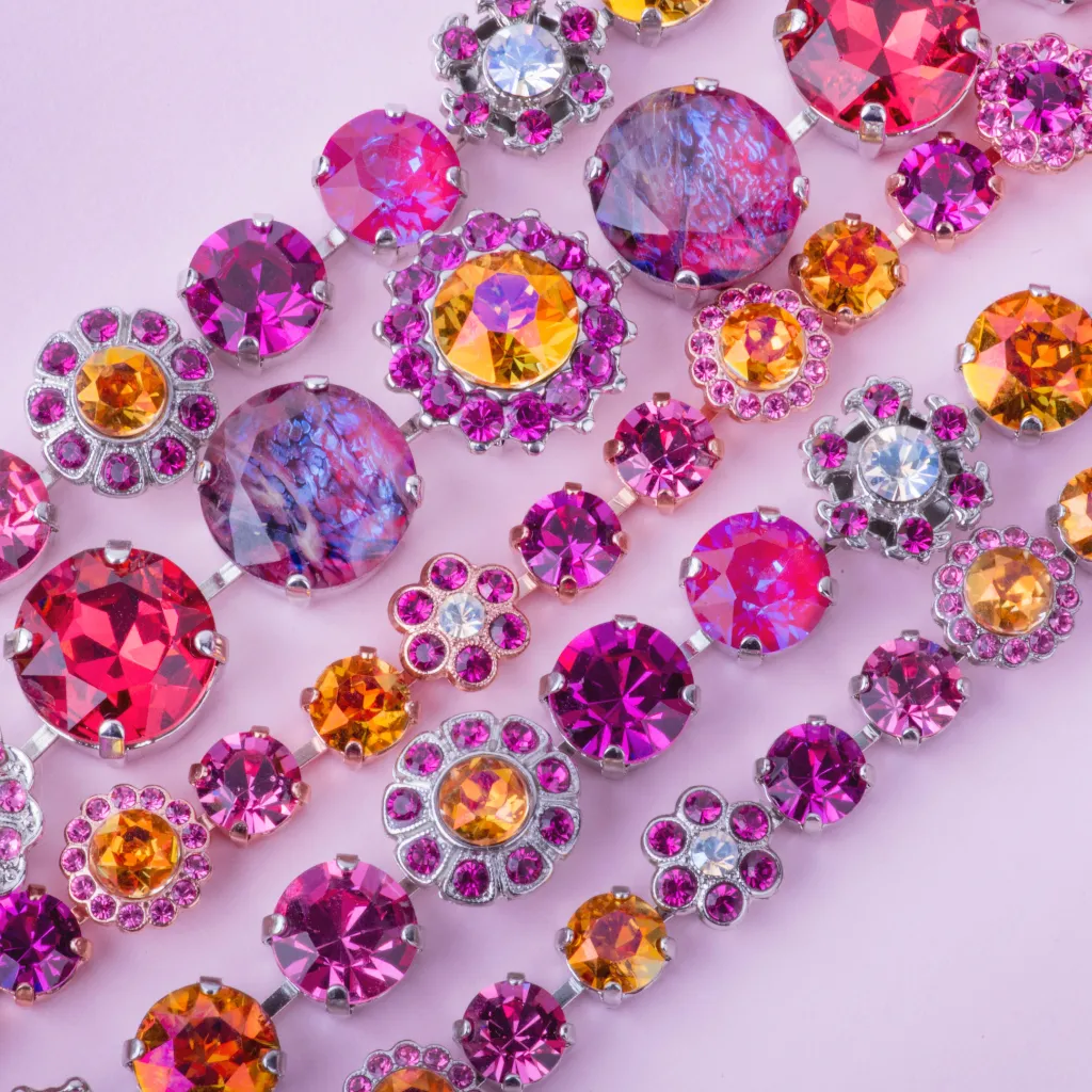 Extra Luxurious Double Stone Pendant in "Bougainvillea" *Custom*