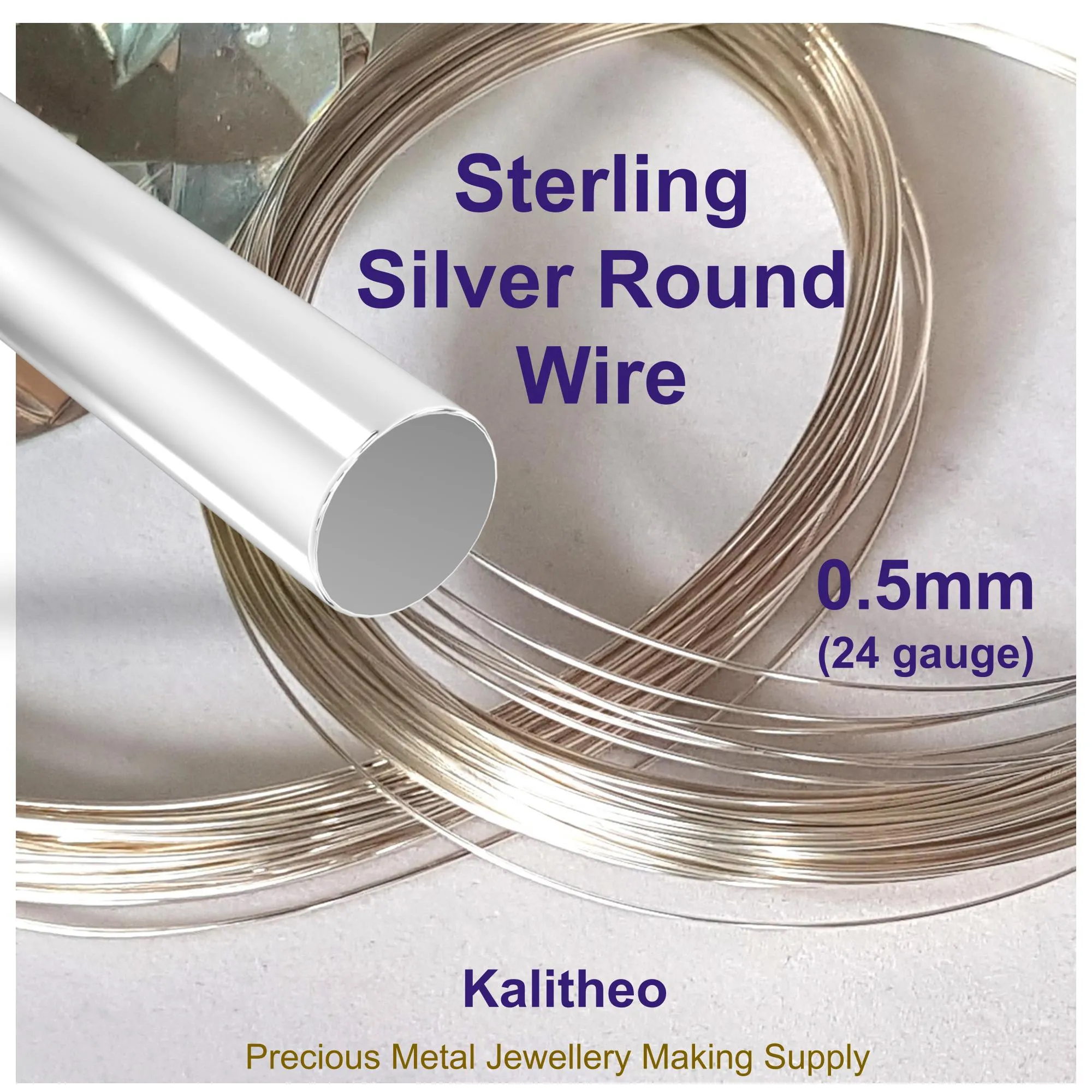FAB Metals - 0.5mm Round Sterling Silver Wire ( 24 gauge) | Jewellery Making Supply