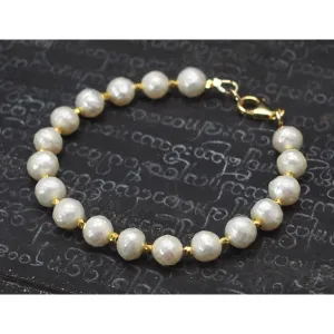 Faceted Fresh Water Pearl Bracelet with Gold Vermeil Spacer Beads with Gold Filled Trigger Clasp