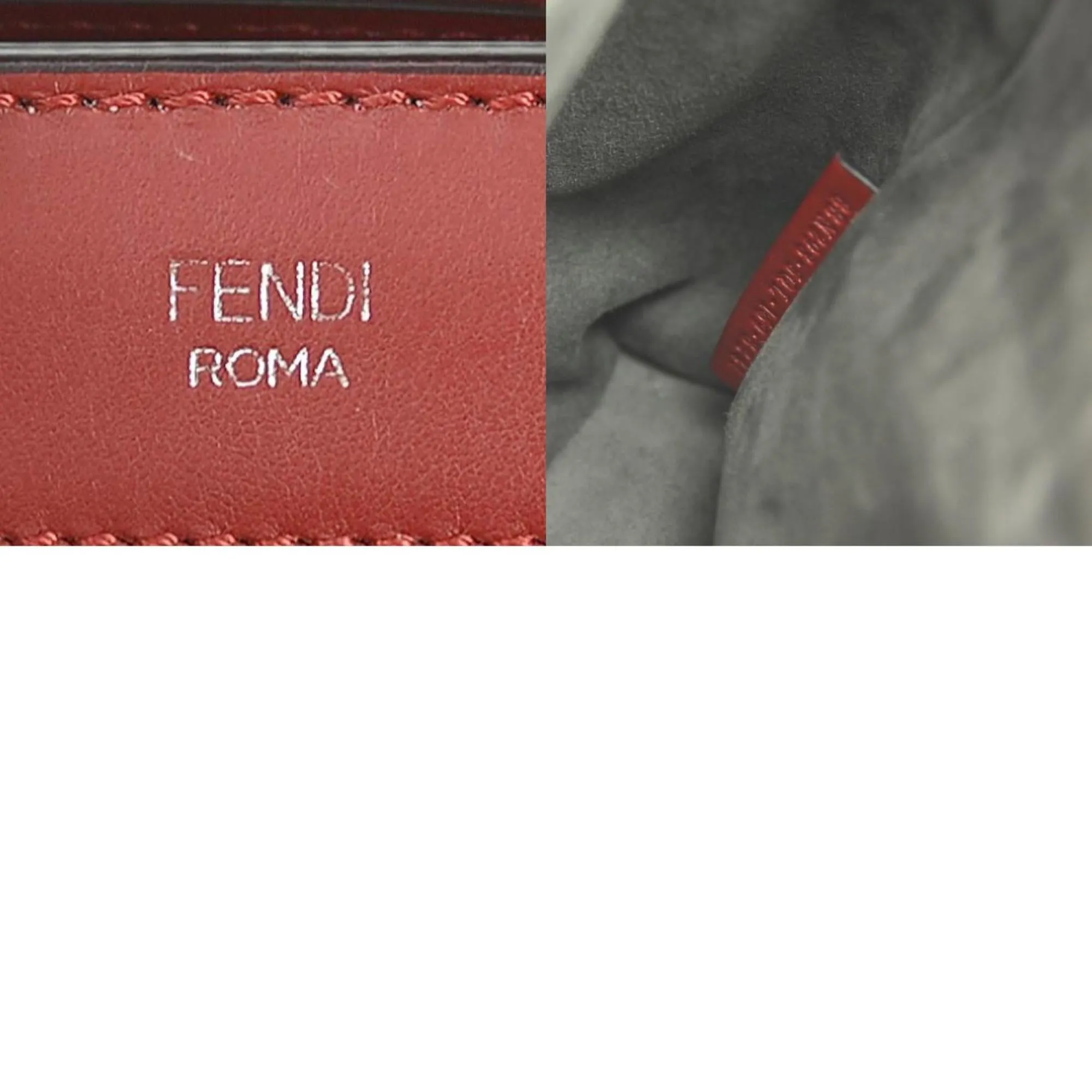 FENDI handbag shoulder bag dot com leather red silver ladies e55932a