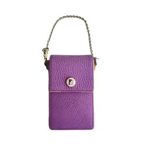 FENDI PINK LEATHER CARD POUCH BOX WALLET WITH FF LOGO