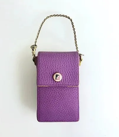 FENDI PINK LEATHER CARD POUCH BOX WALLET WITH FF LOGO