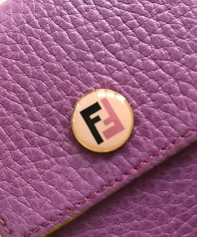 FENDI PINK LEATHER CARD POUCH BOX WALLET WITH FF LOGO