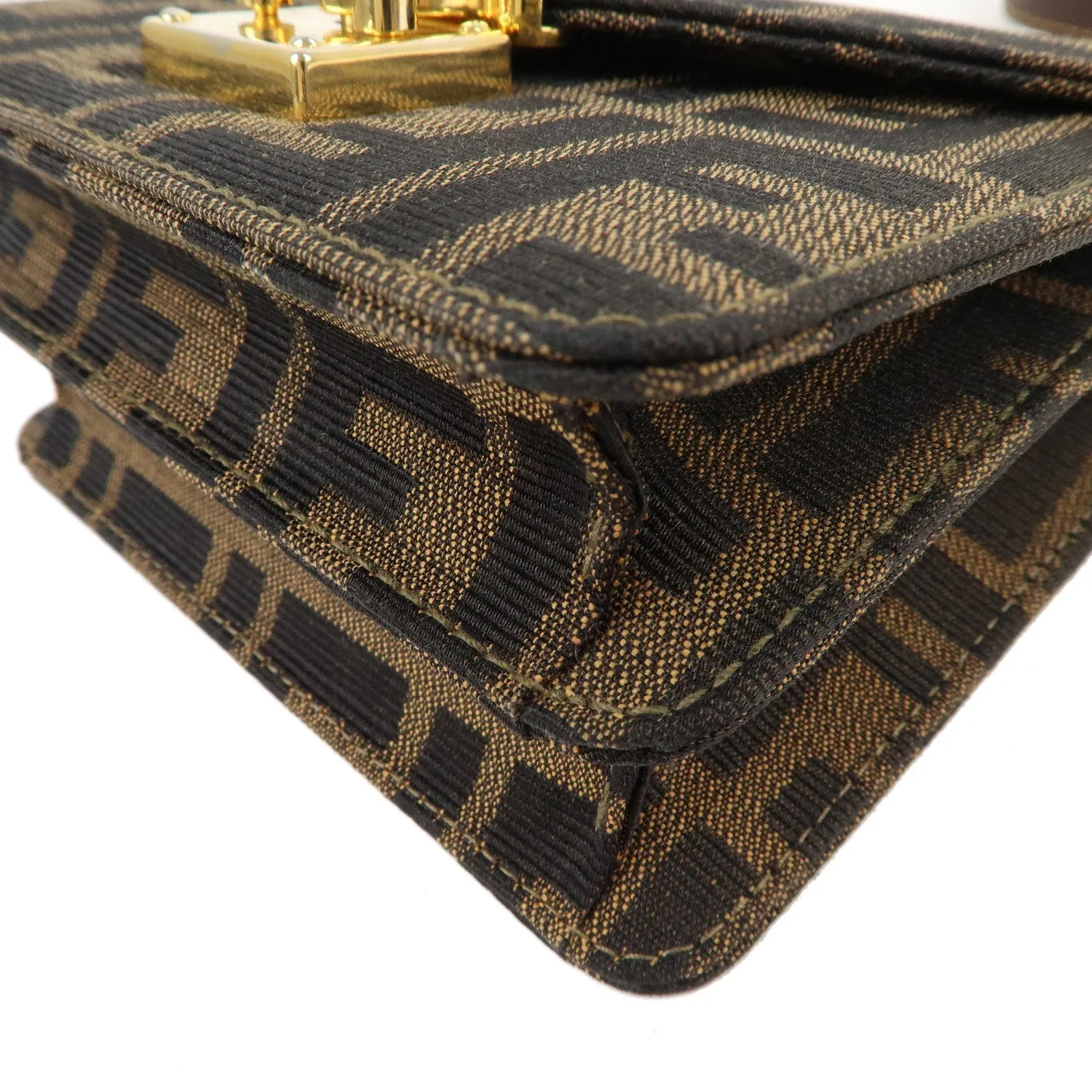 FENDI Zucca Canvas Leather Crossbody Mini Shoulder Bag