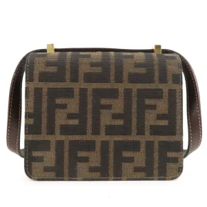 FENDI Zucca Canvas Leather Crossbody Mini Shoulder Bag