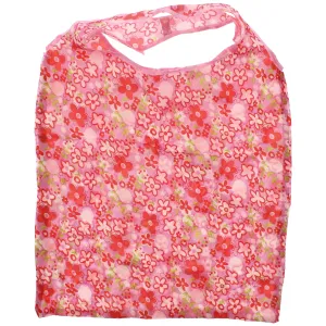 Floral Print Baby Pink Shopping Bag in Pocket Pouch