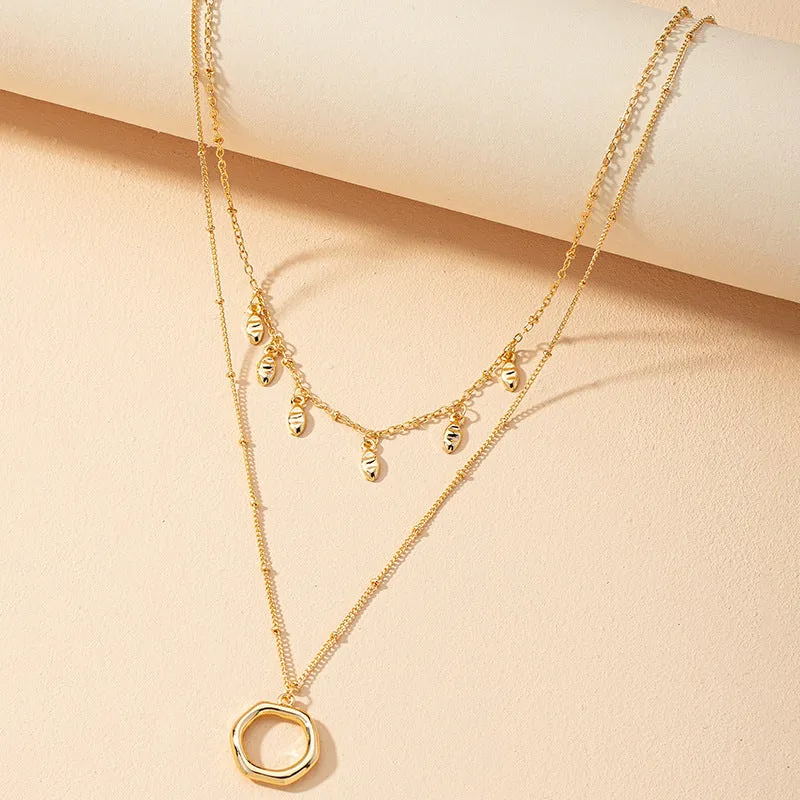 French Riviera Double-Layer Necklace with Retro Charm