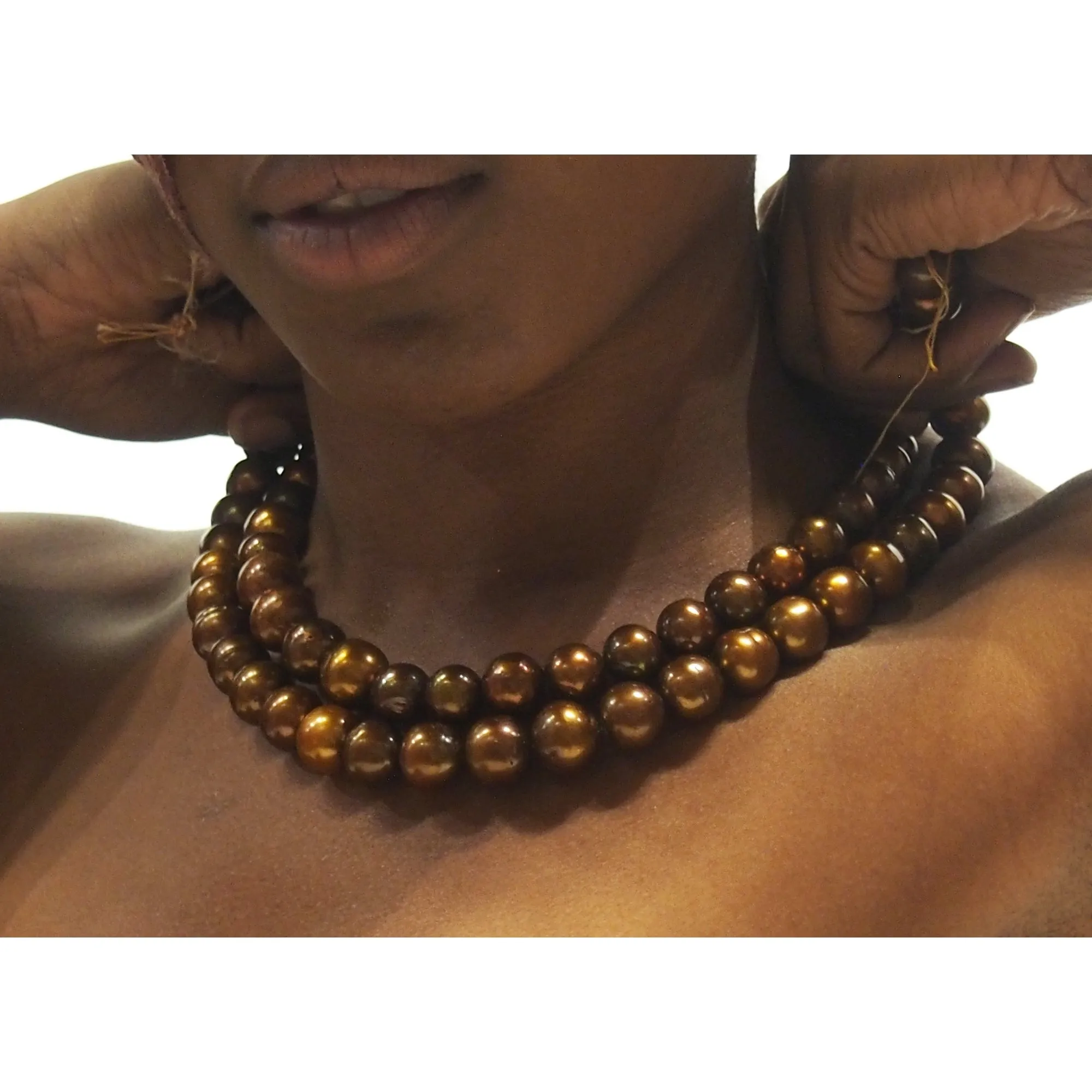 Fresh Water Bronze Pearl Smooth Round Strand