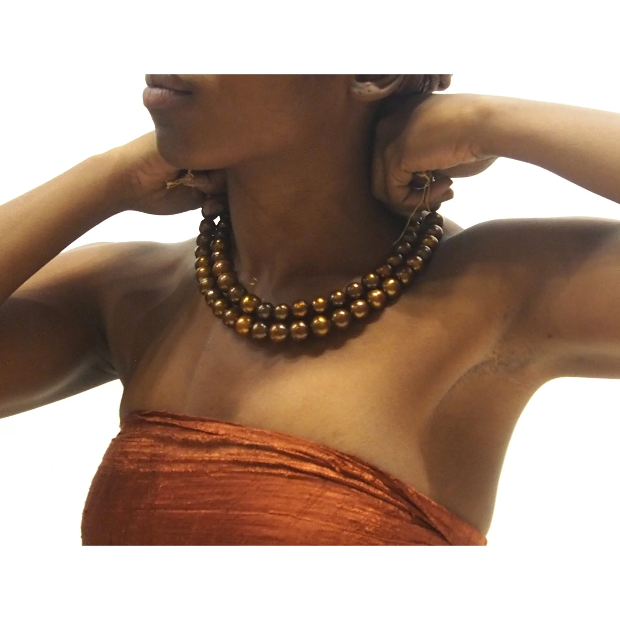 Fresh Water Bronze Pearl Smooth Round Strand