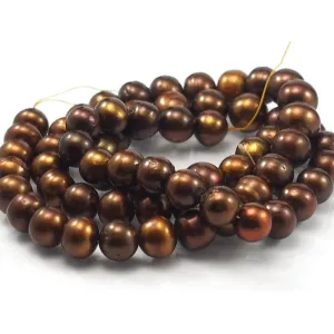 Fresh Water Bronze Pearl Smooth Round Strand