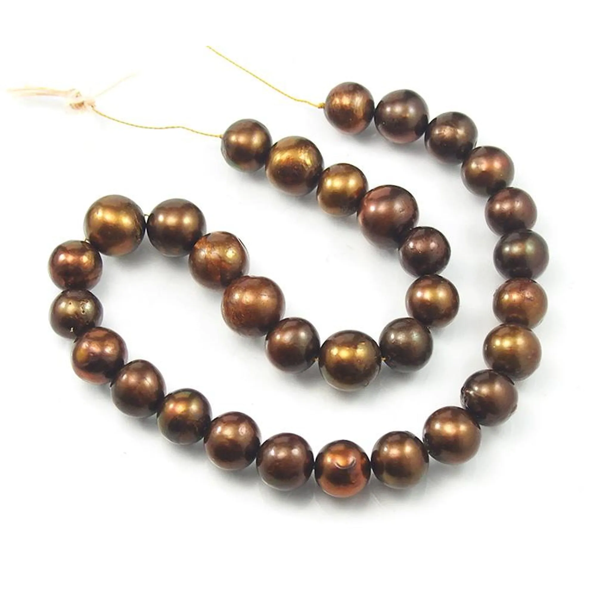 Fresh Water Bronze Pearl Smooth Round Strand