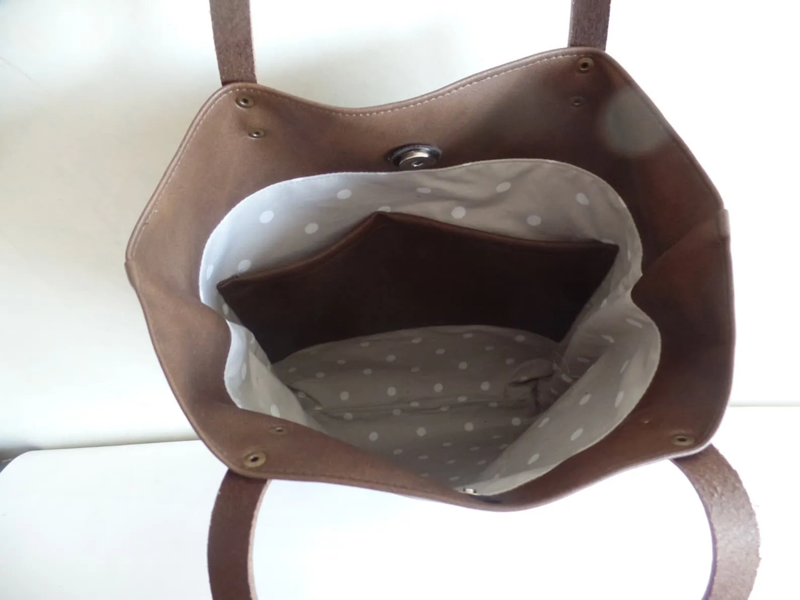 Genuine Cowhide Leather Tote Purse Brown