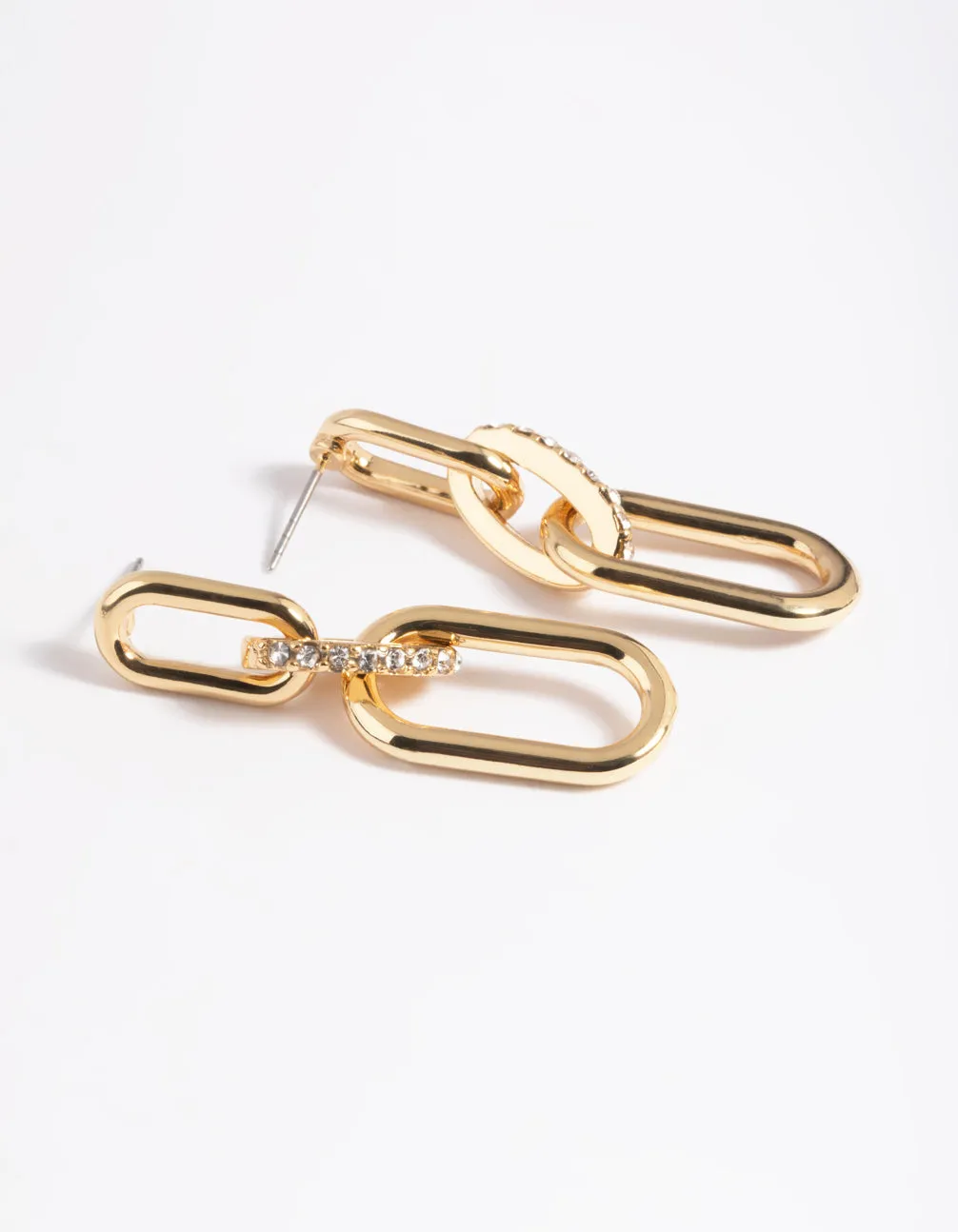 Gold Plated Diamante Drop Earrings