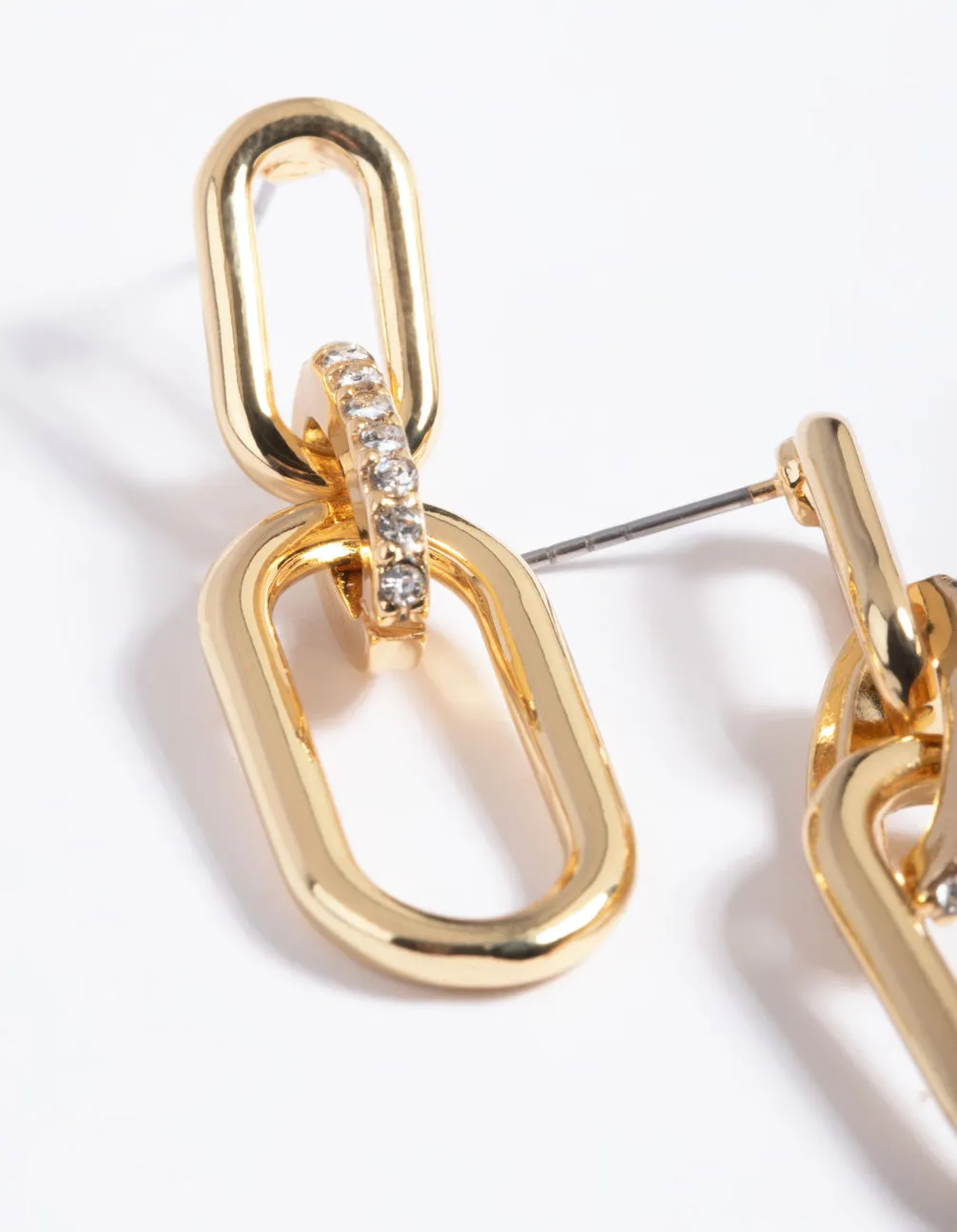 Gold Plated Diamante Drop Earrings