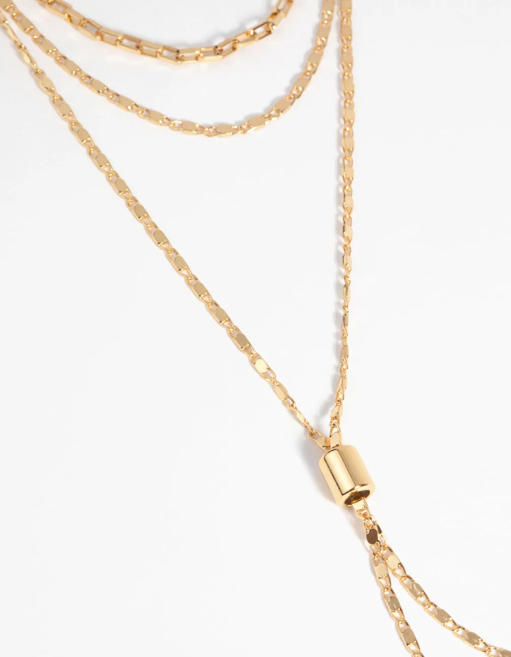 Gold Plated Layered Lariat Necklace