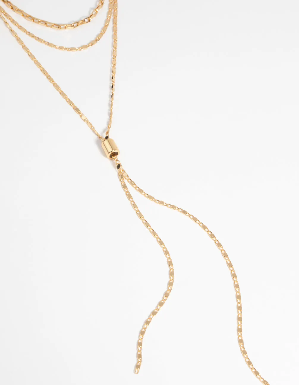 Gold Plated Layered Lariat Necklace