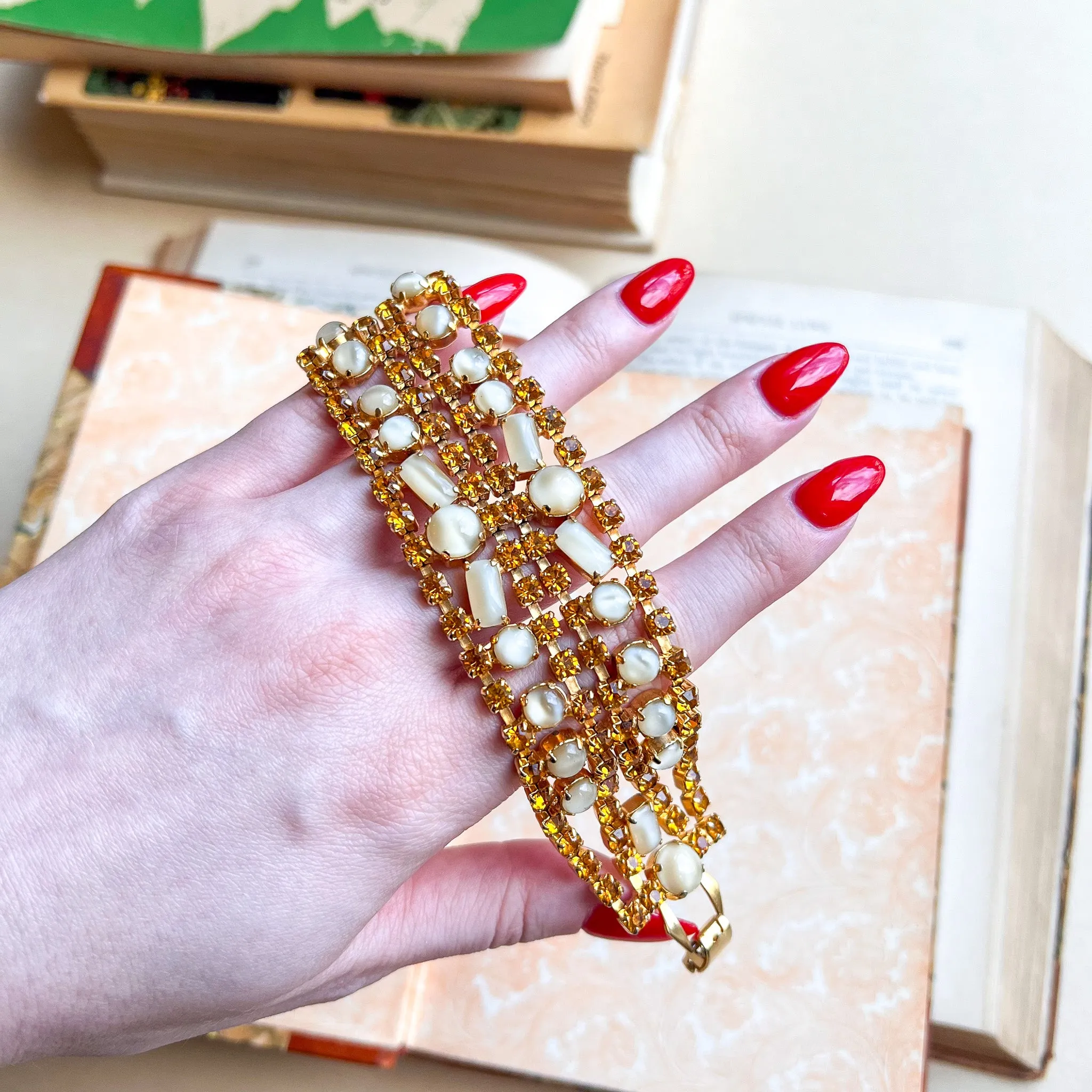 Gorgeous 1960s Citrine Gemstone Bracelet