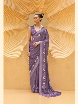 Gorgeous Dusky Purple Daani Georgette Printed Saree