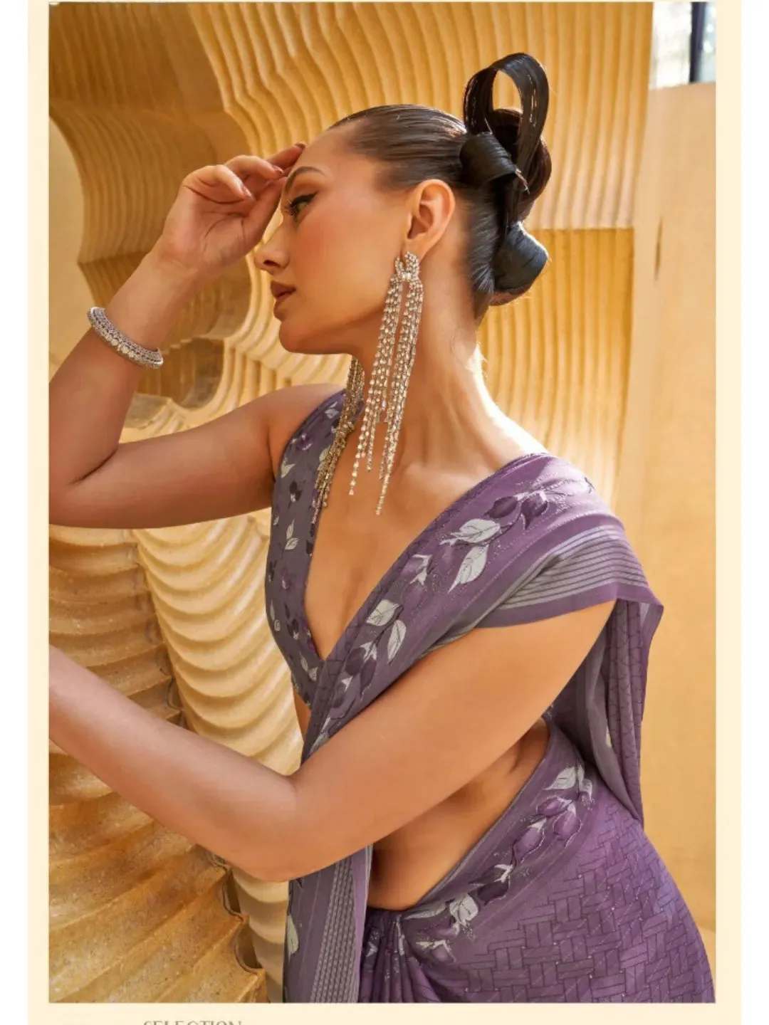 Gorgeous Dusky Purple Daani Georgette Printed Saree