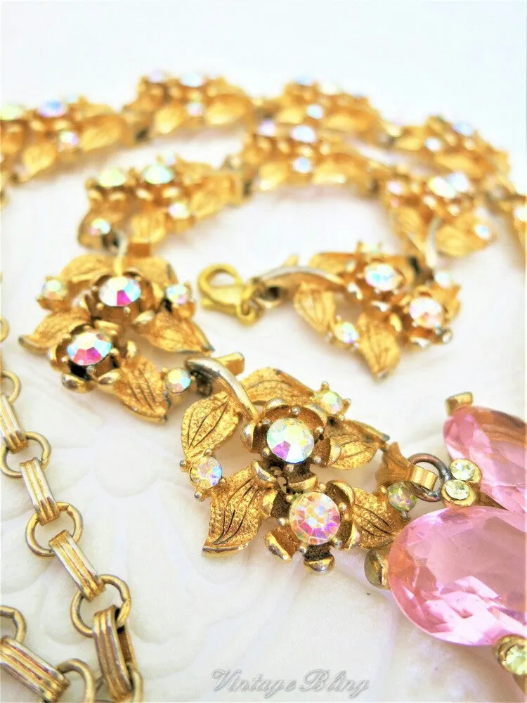 Gorgeous Glamorous Pink Flower Necklce