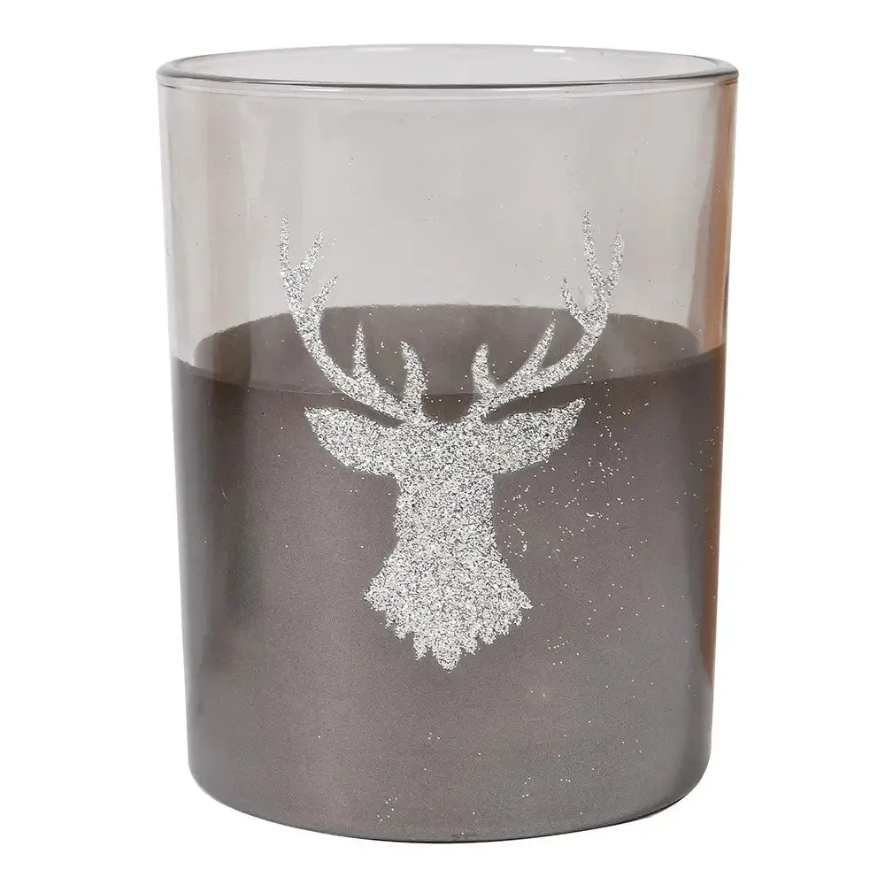 Grey Reindeer Hurricane Candle Holder