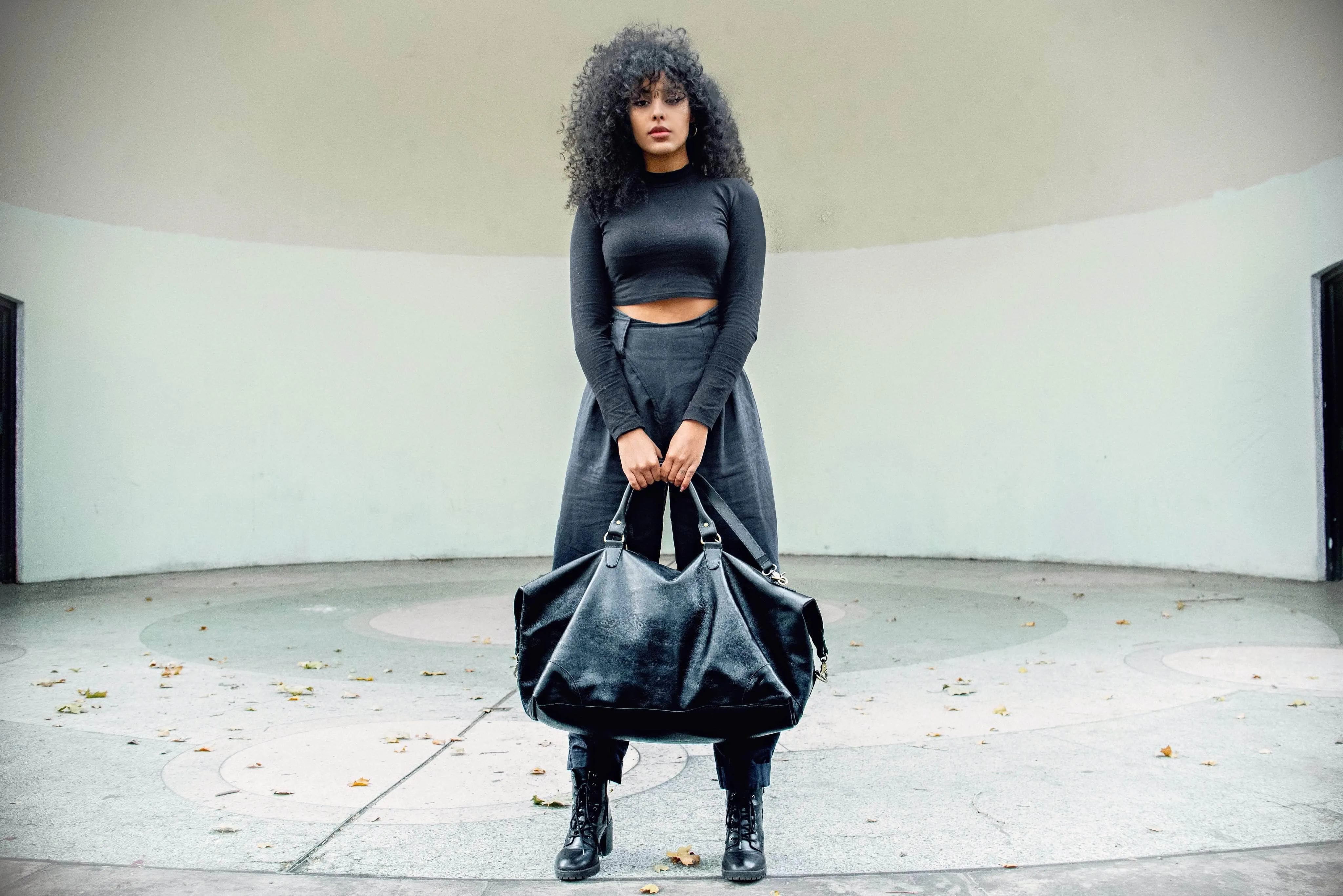 Guzzo Leather Duffle Bag - Black