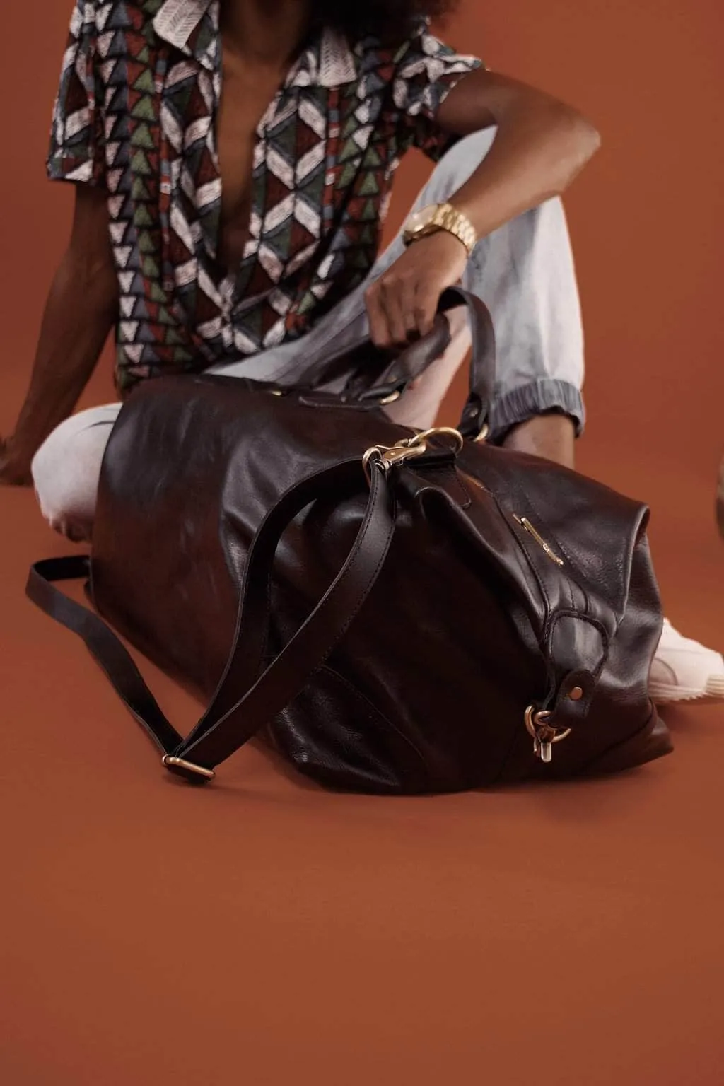 Guzzo Leather Duffle Bag - Black
