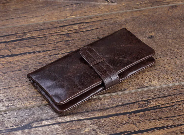 Handmade Full Grain Leather Long Wallet Purse